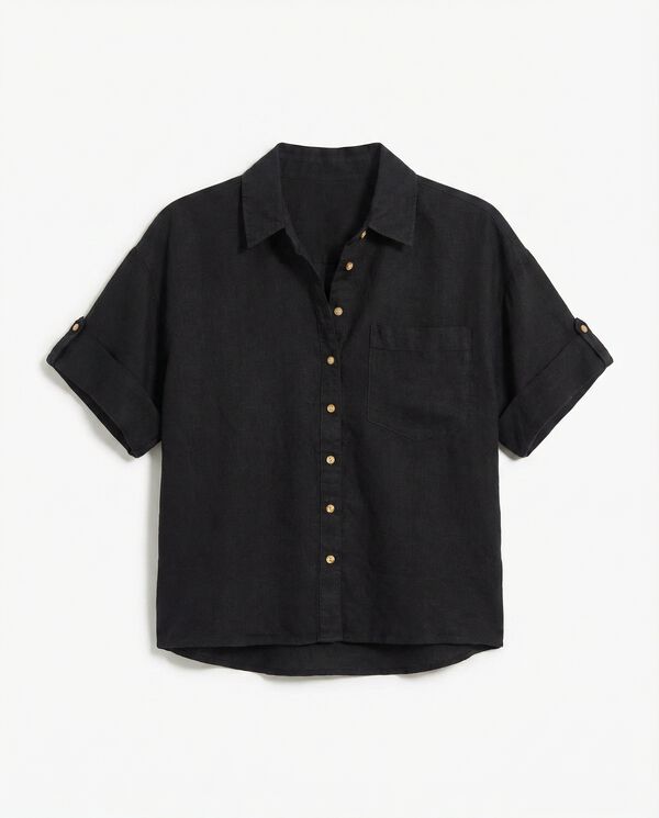 Springfield Linen short sleeve shirt black