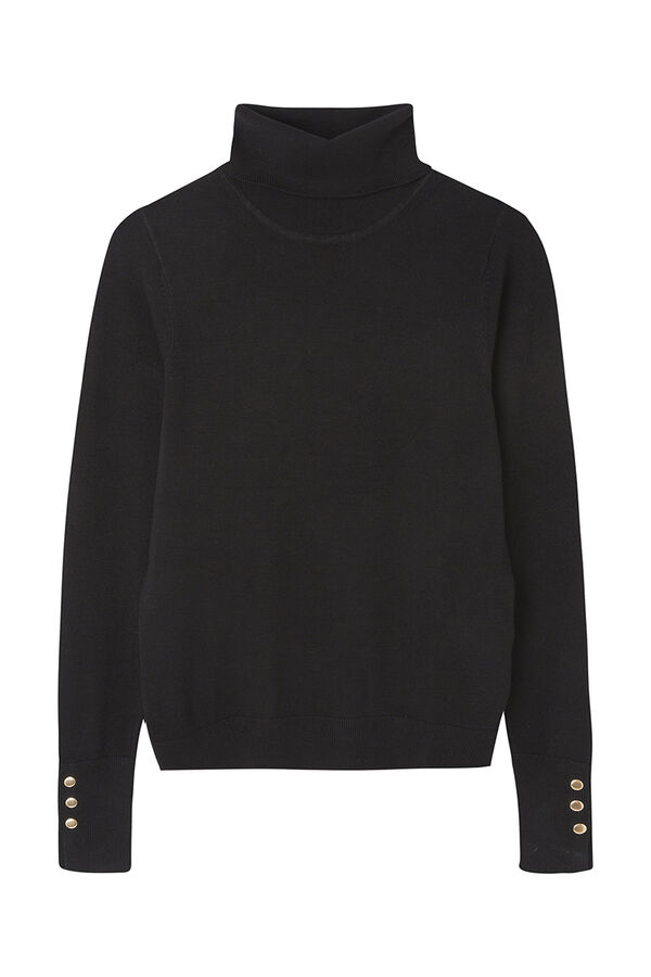 Springfield high neck sweater with buttons at cuffs black