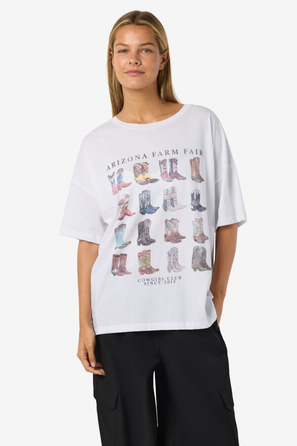 Noisy May T-shirt de manga curta estampada branco