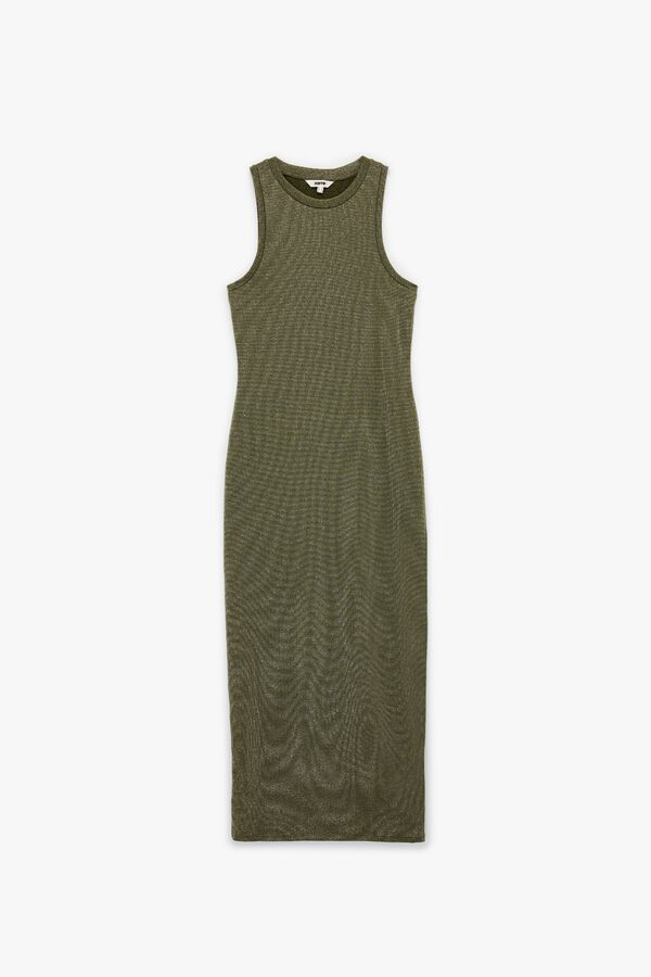Koton Vestido brillante ajustado kaki
