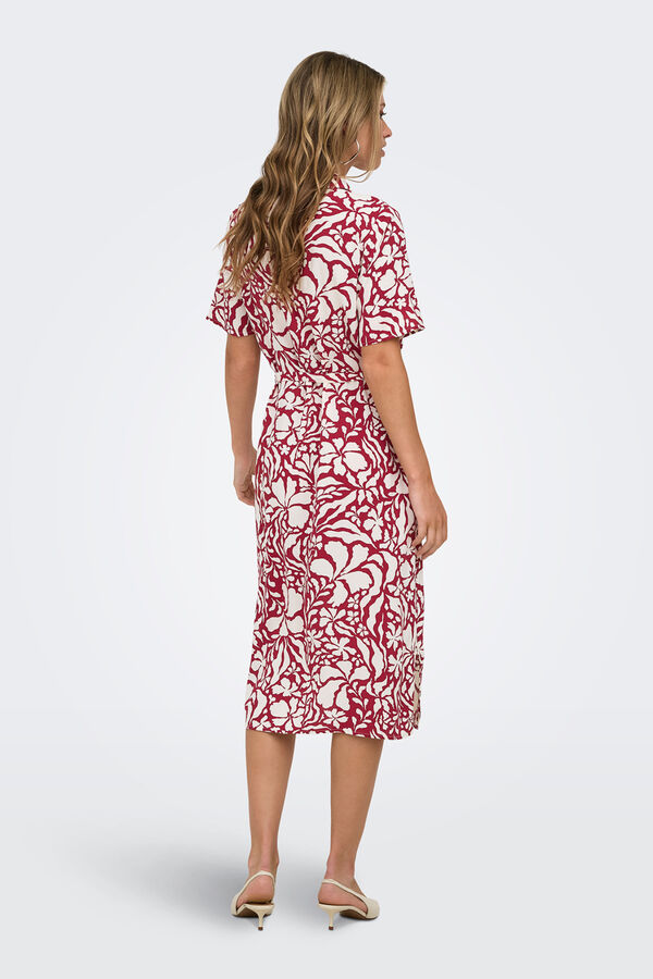 Only Hemdblusen-Midikleid Rot