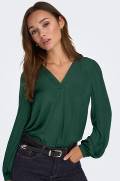 Springfield Satin-finish blouse with V-neckline green