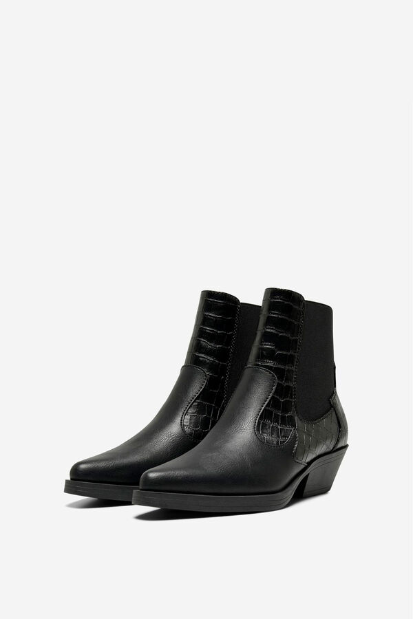 Only Crocodile-effect faux faux leather boots black