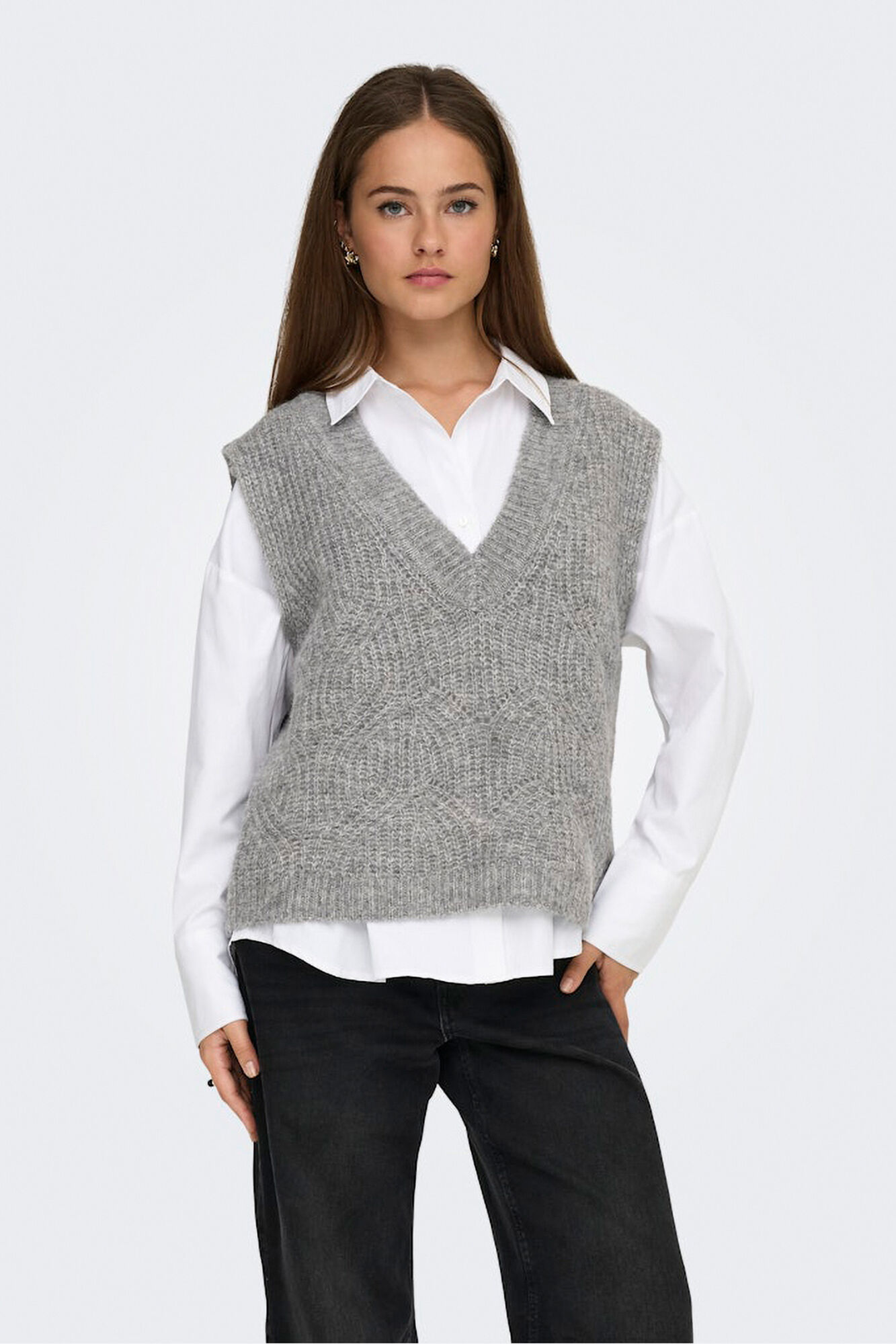 Only Chaleco estructura cuello pico