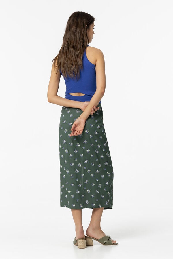 Springfield Printed midi skirt dark green