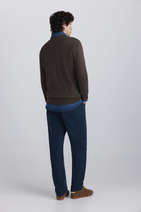 Springfield V-neck basic jumper brown