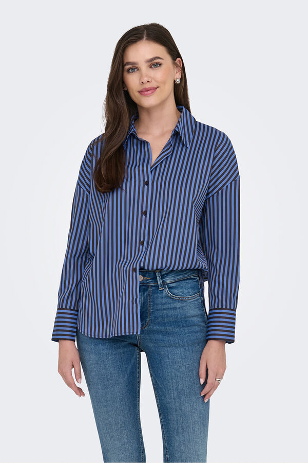 JDY Camisa riscas de manga comprida castanho