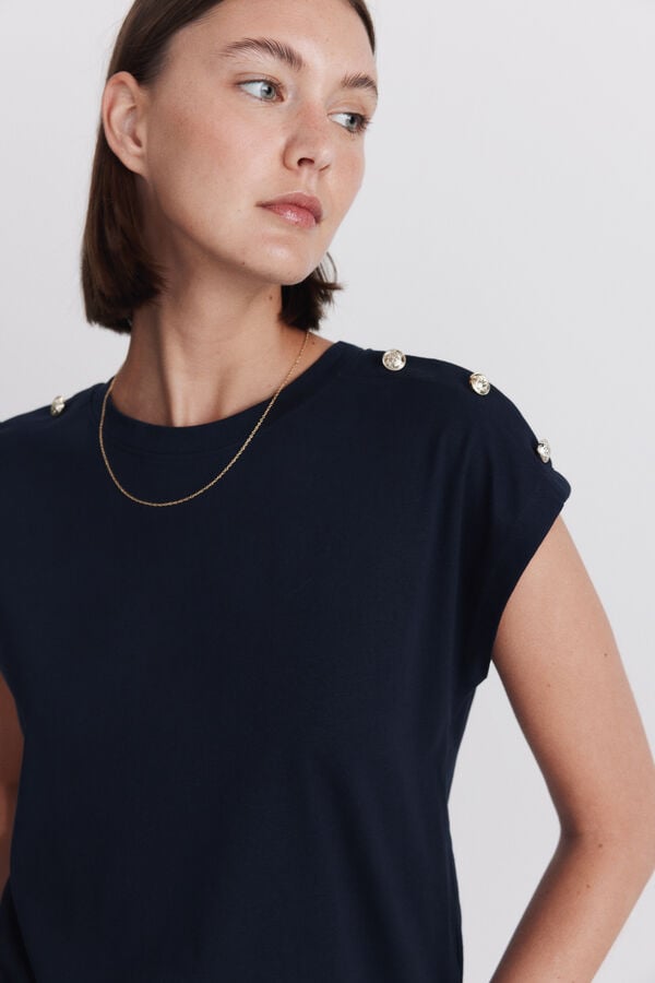 Springfield Gold button T-shirt blue