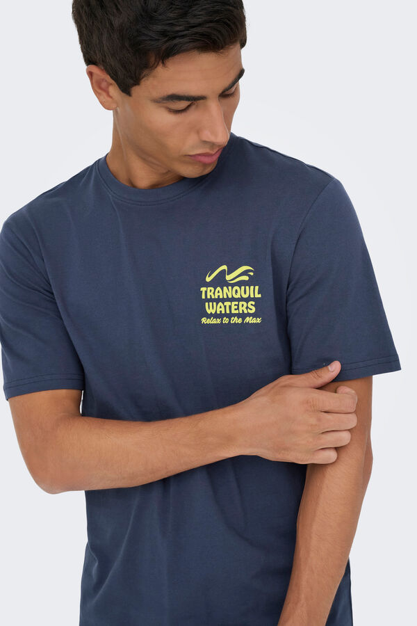 Only & Sons T-shirt front and back drawing blue