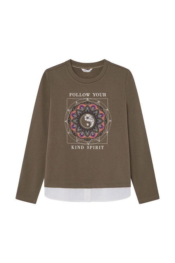 Springfield Sweatshirt „Follow your kind spirit“ gris