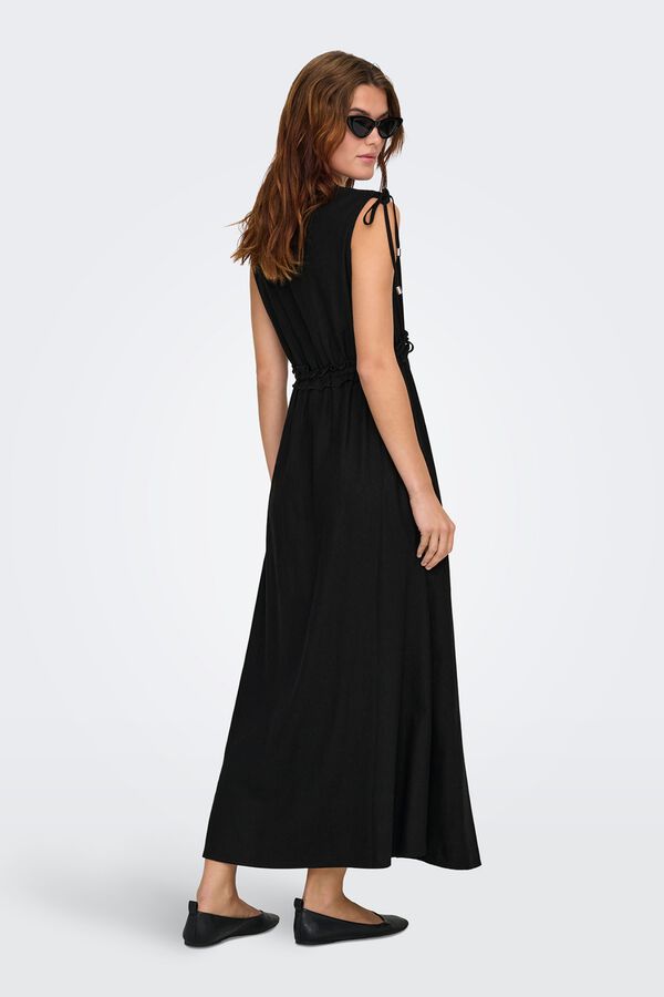Only Vestido largo de lino negro