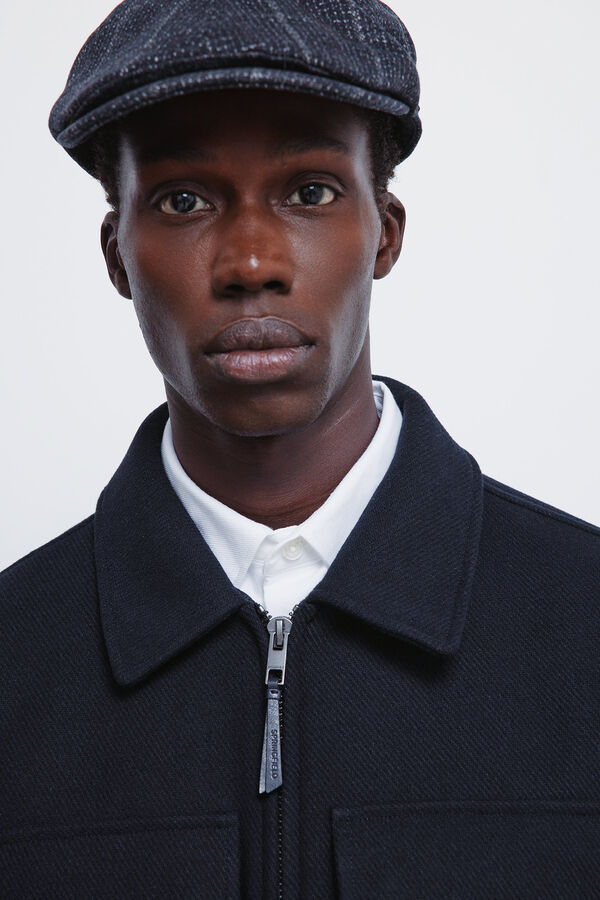 Springfield Wool blend shirt jacket blue