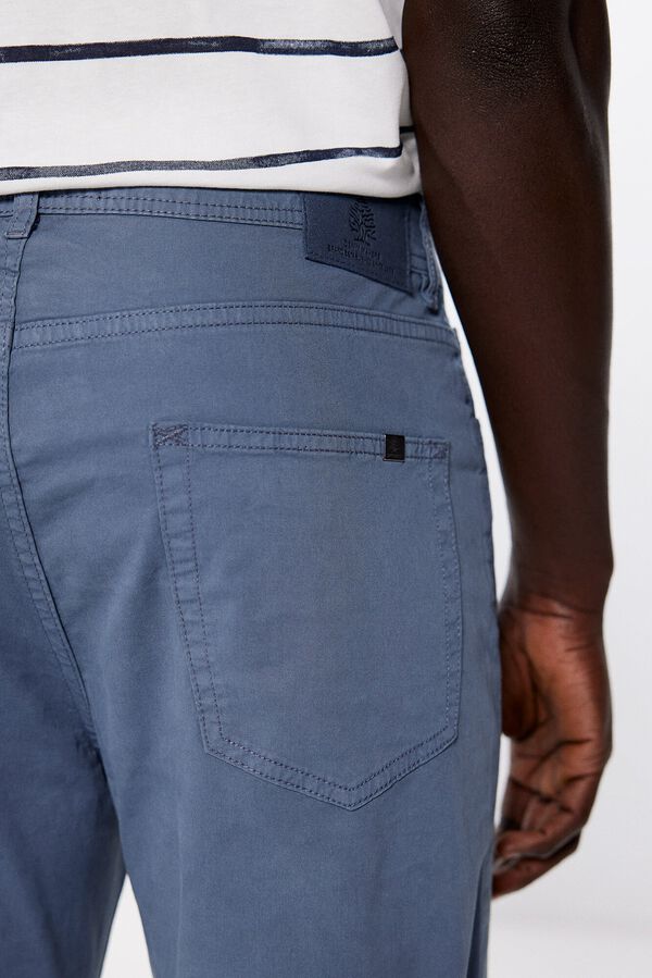 Springfield Lagane pantalone sa 5 džepova u boji uskog kroja ispranog izgleda plava