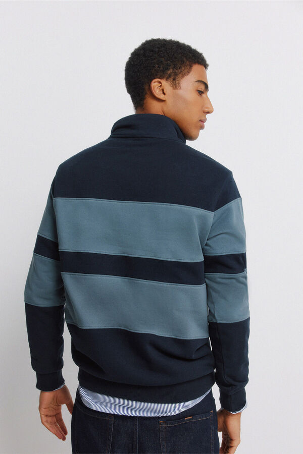 Springfield Color block trucker neck sweatshirt blue