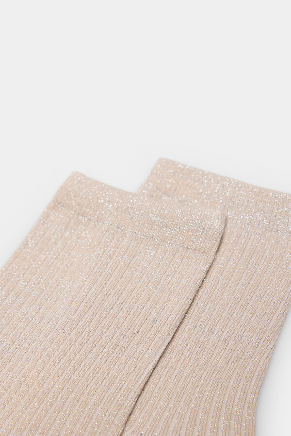 Springfield Chaussette longue lurex camel
