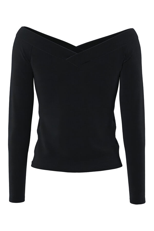 Pieces Langarmshirt Schwarz