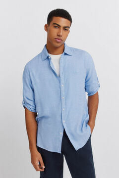 Springfield Linen viscose 3/4 sleeve shirt
