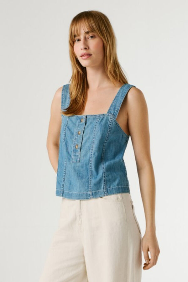 Pepe Jeans Lightweight denim gilet blue