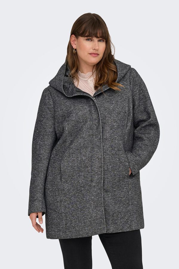 Only Carmakoma Midi cloth coat plus size grey