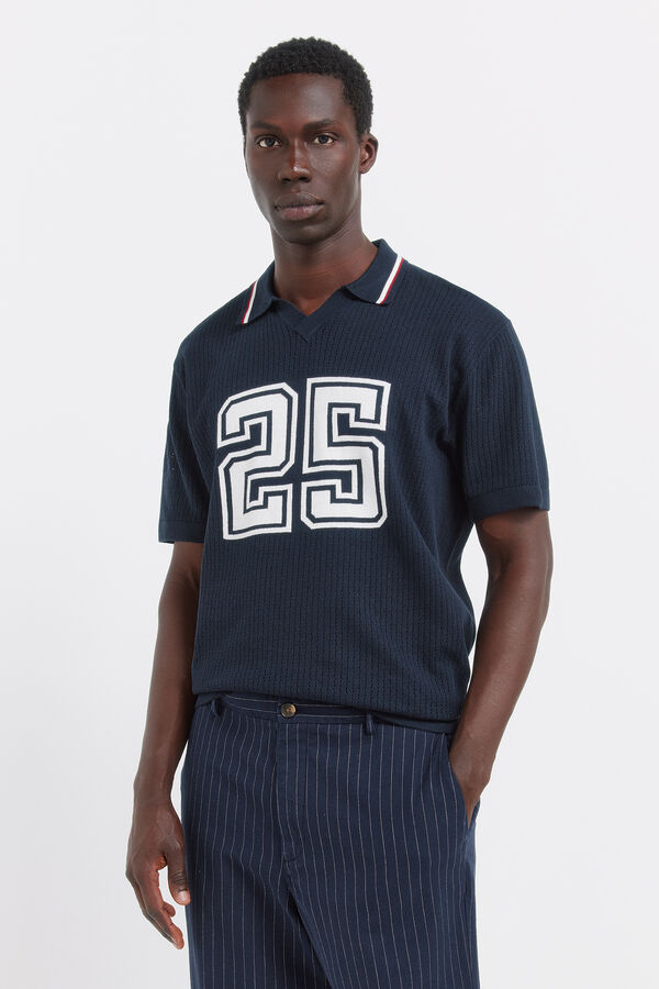 Springfield Jacquard sport polo shirt blue