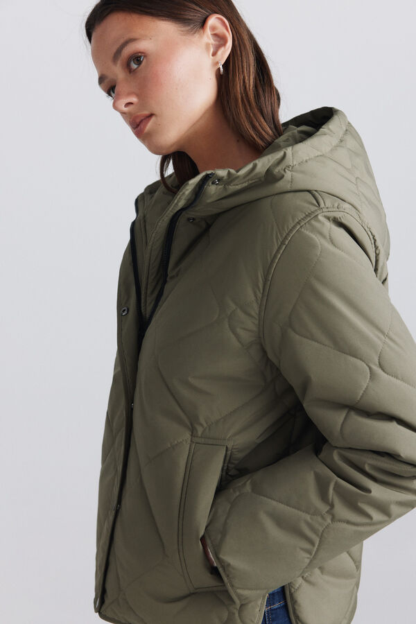 Springfield Puffer short jacket with hood beige