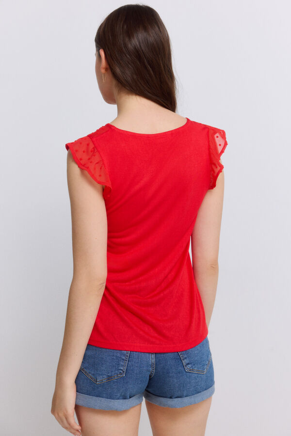 Springfield Camiseta bimateria plumeti rojo