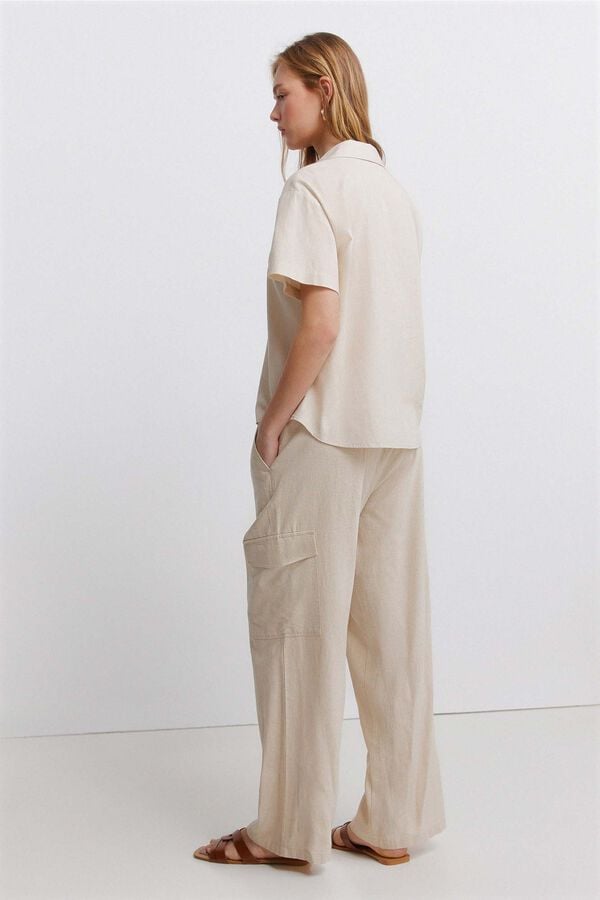 Springfield Pantal&oacute;n cargo lino tostado