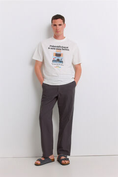 Springfield Linen straight fit trousers grey