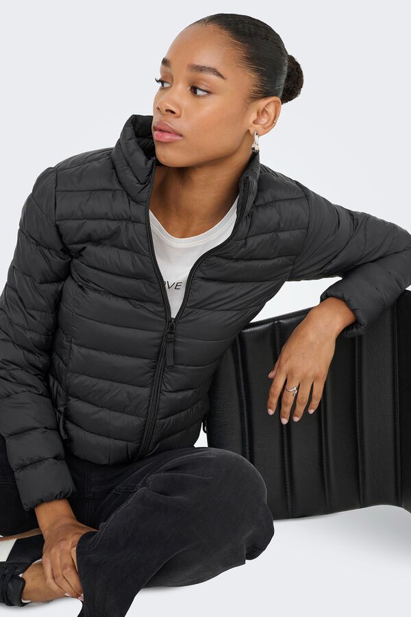 Only Puffer jacket with zip fastening black