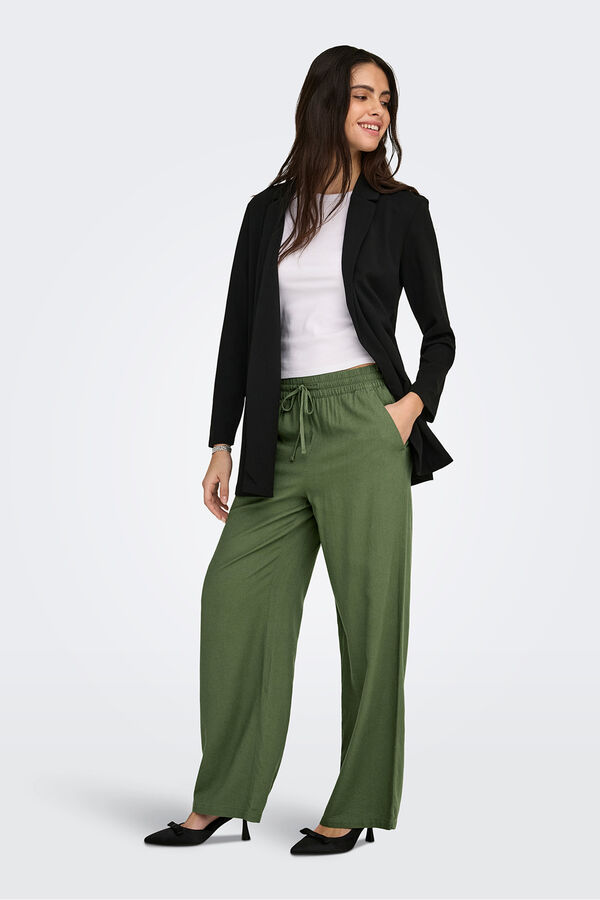 JDY Pantal&oacute;n largo lino verde
