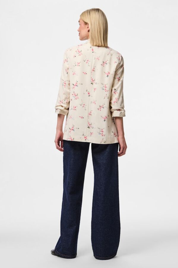 Pieces Floral print three-quarter sleeve blazer white
