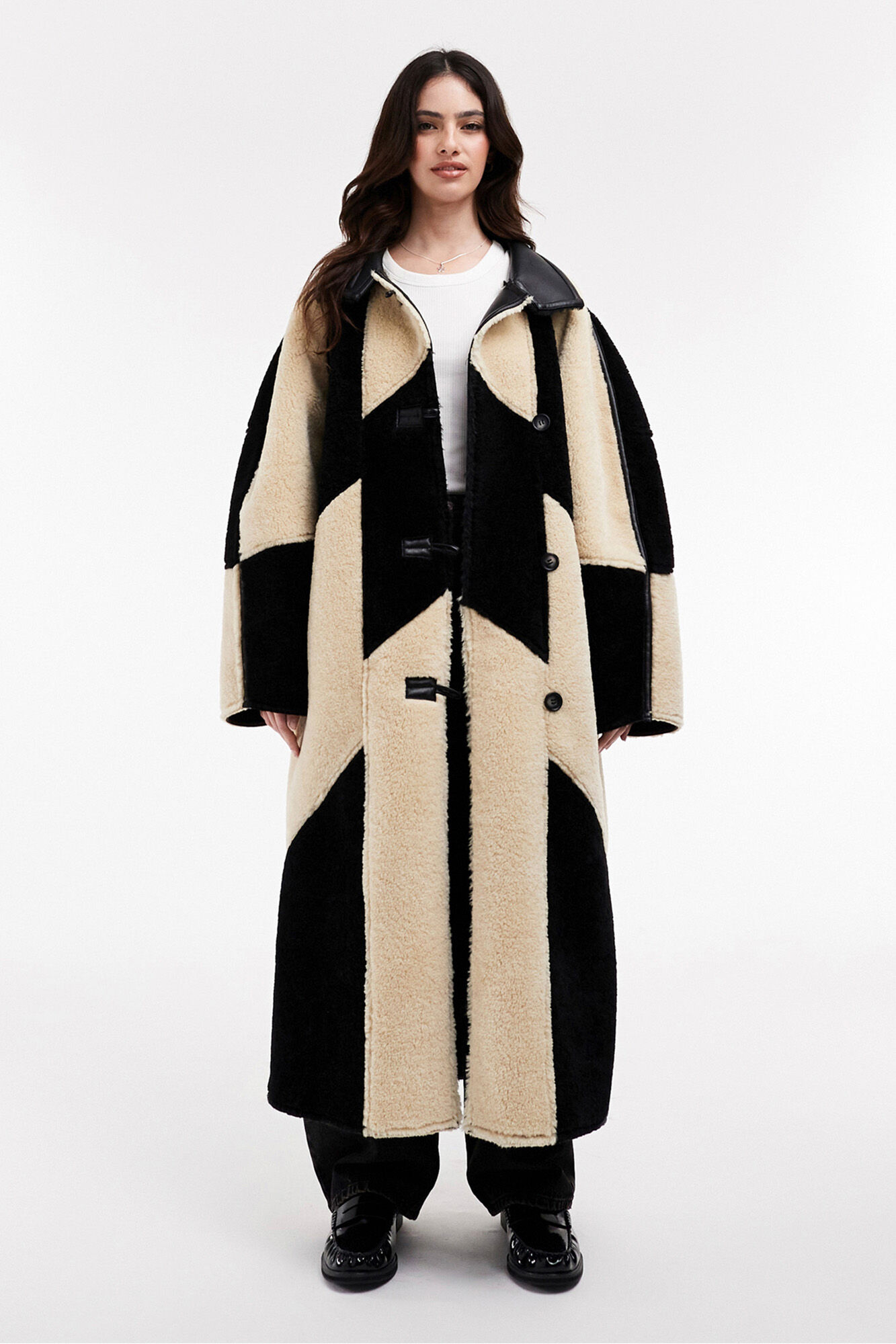 Topshop Abrigo largo bicolor combinado.