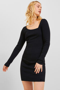 Springfield Women's long-sleeved knit mini dress black