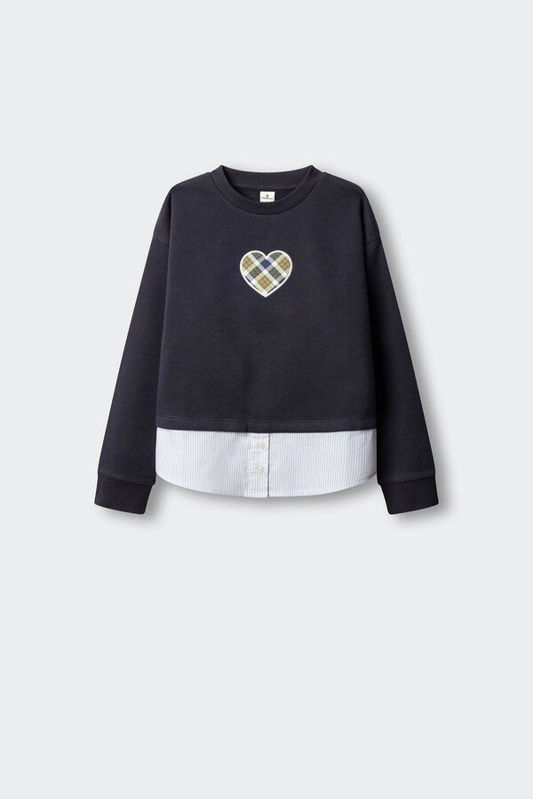 Springfield Kids Sweatshirt bimaterial cora&ccedil;&atilde;o menina azul