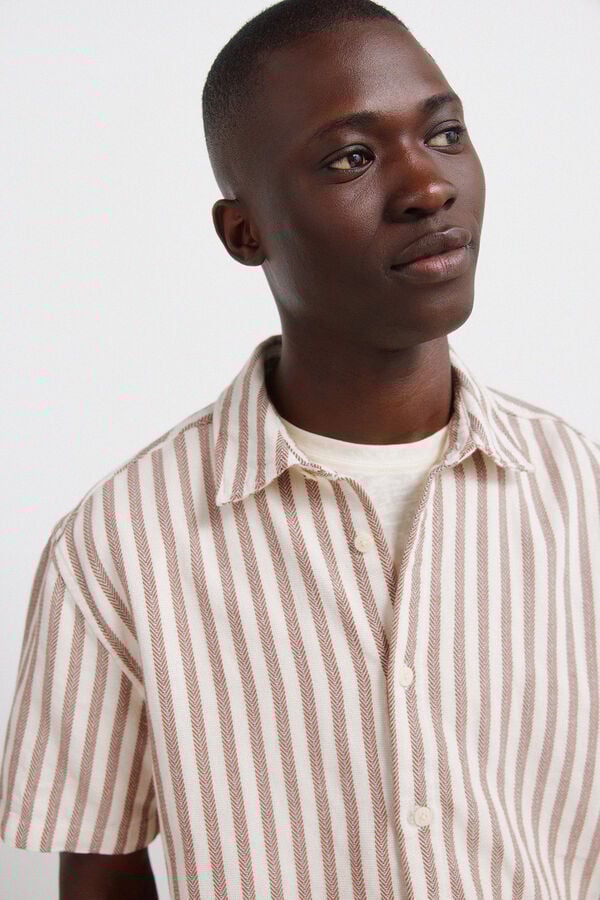 Springfield Striped rustic short sleeve shirt red