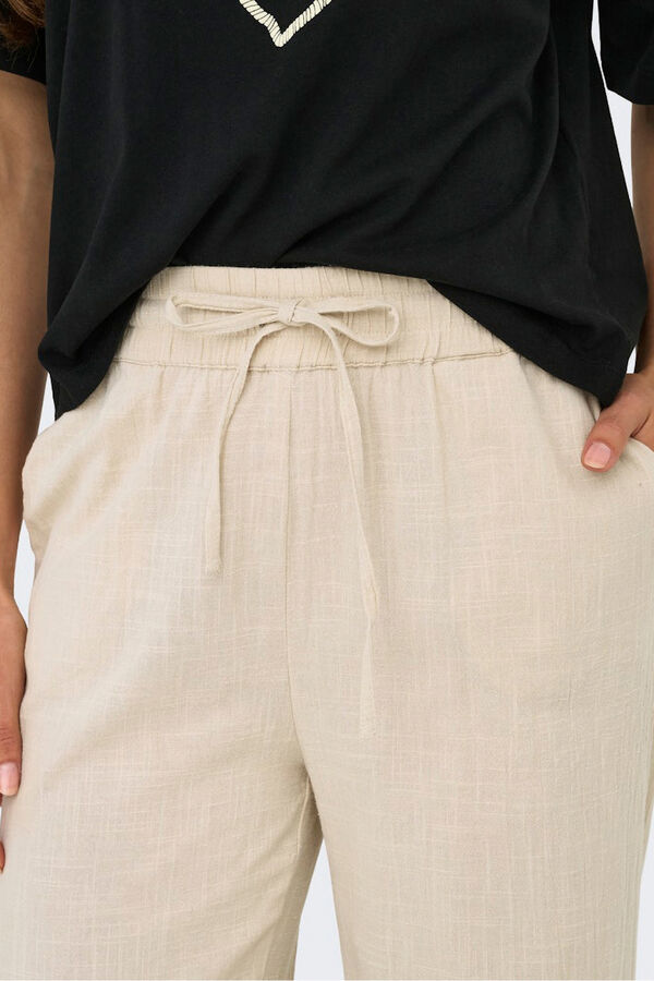 Only Pantal&oacute;n ancho fluido beige