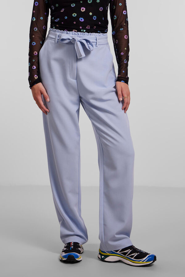 Springfield Pantalon recto de cintura alta estampado azul