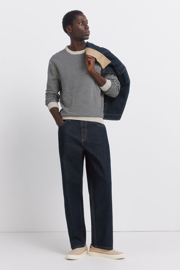 Springfield Two-tone textured jumper blue