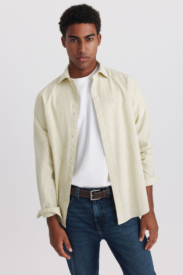Springfield Striped linen shirt printed