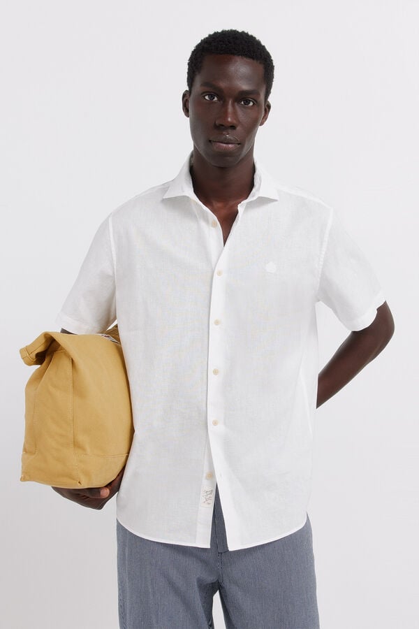 Springfield Linen short sleeve shirt white