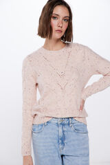 Springfield Strukturirani prošarani pulover ružičasta