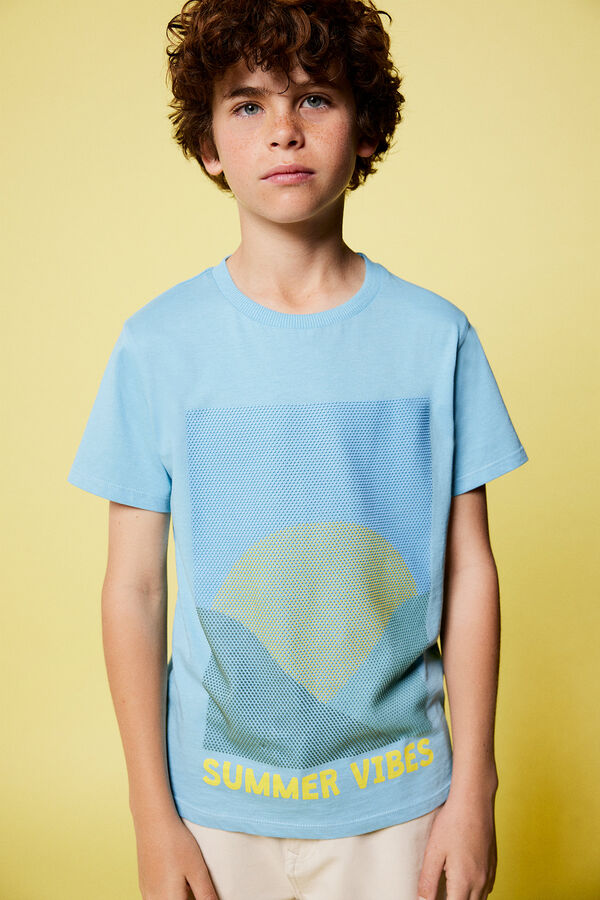 Springfield Camiseta "Summer vibes" niño azul claro