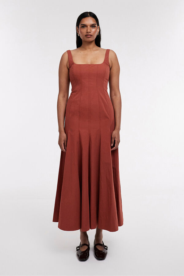 Topshop Strappy midi dress red