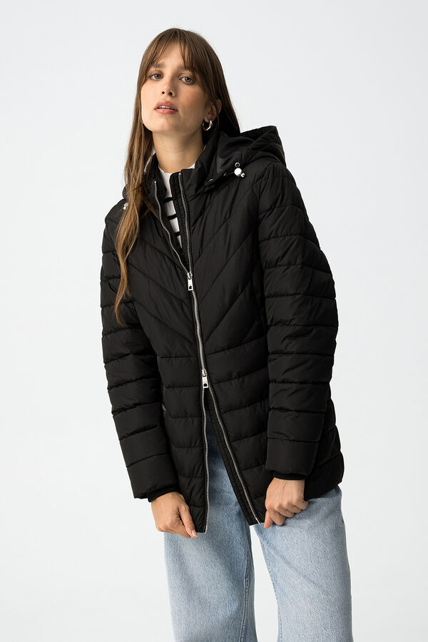 Tiffosi Casaco acolchoada com capuz remov&iacute;vel preto