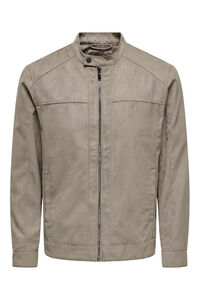 Only & Sons Biker-Jacke aus synthetischem Veloursleder