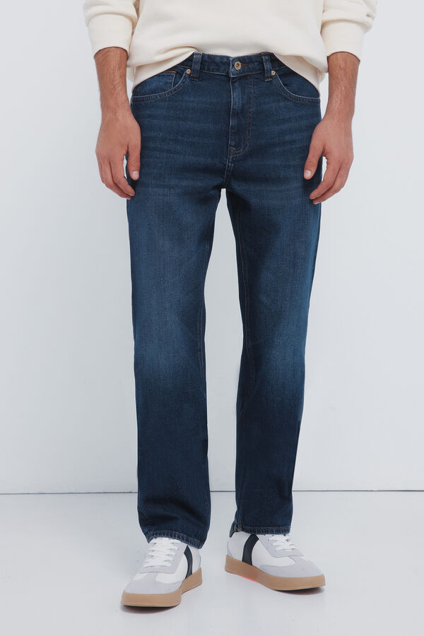 Springfield Regular fit dark wash jeans blue
