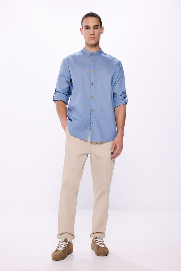 Springfield Mao poplin shirt steel blue