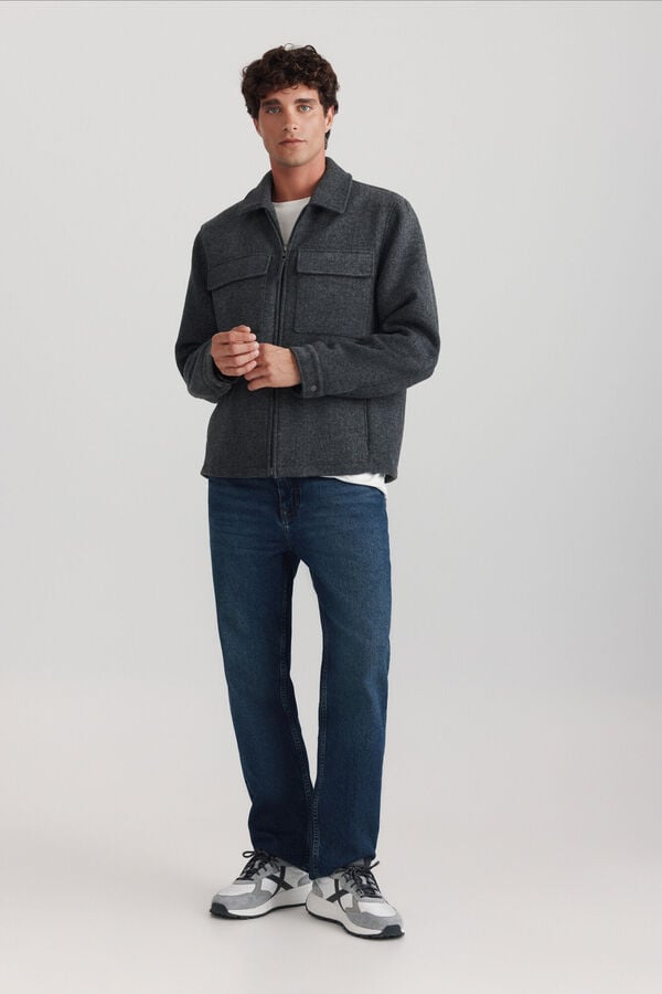 Springfield Wool blend texture jacket grey