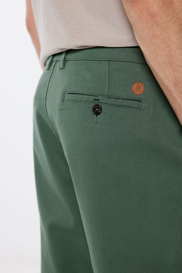Springfield Pantalon chino couleur comfort slim fit vert