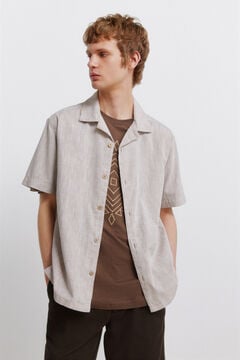 Springfield Linen-look short sleeve bowling shirt